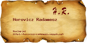 Horovicz Radamesz névjegykártya